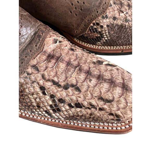 Los Altos Boots Genuine Python Brown Square Toe Size 9 EE 6682 Cowboy Western